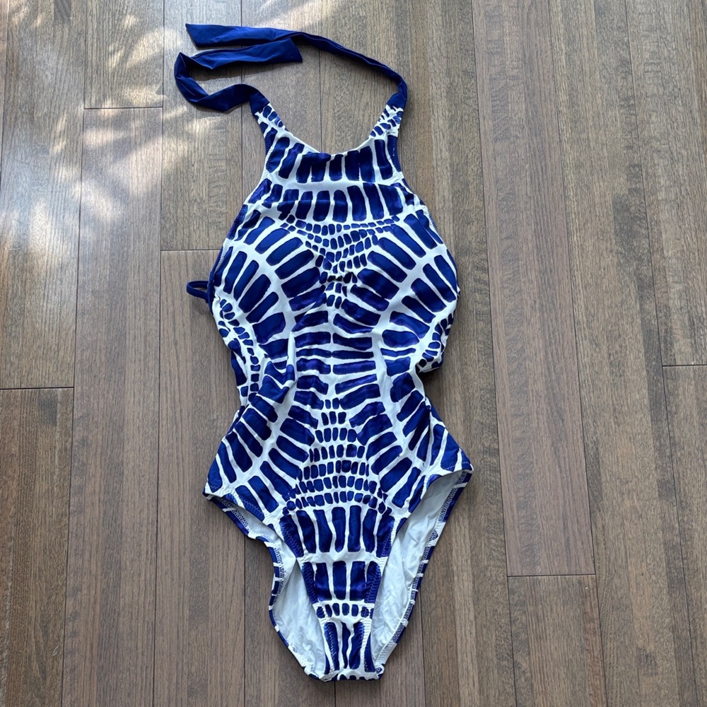 Trina Turk Blue and White One-Piece Swimsuit
